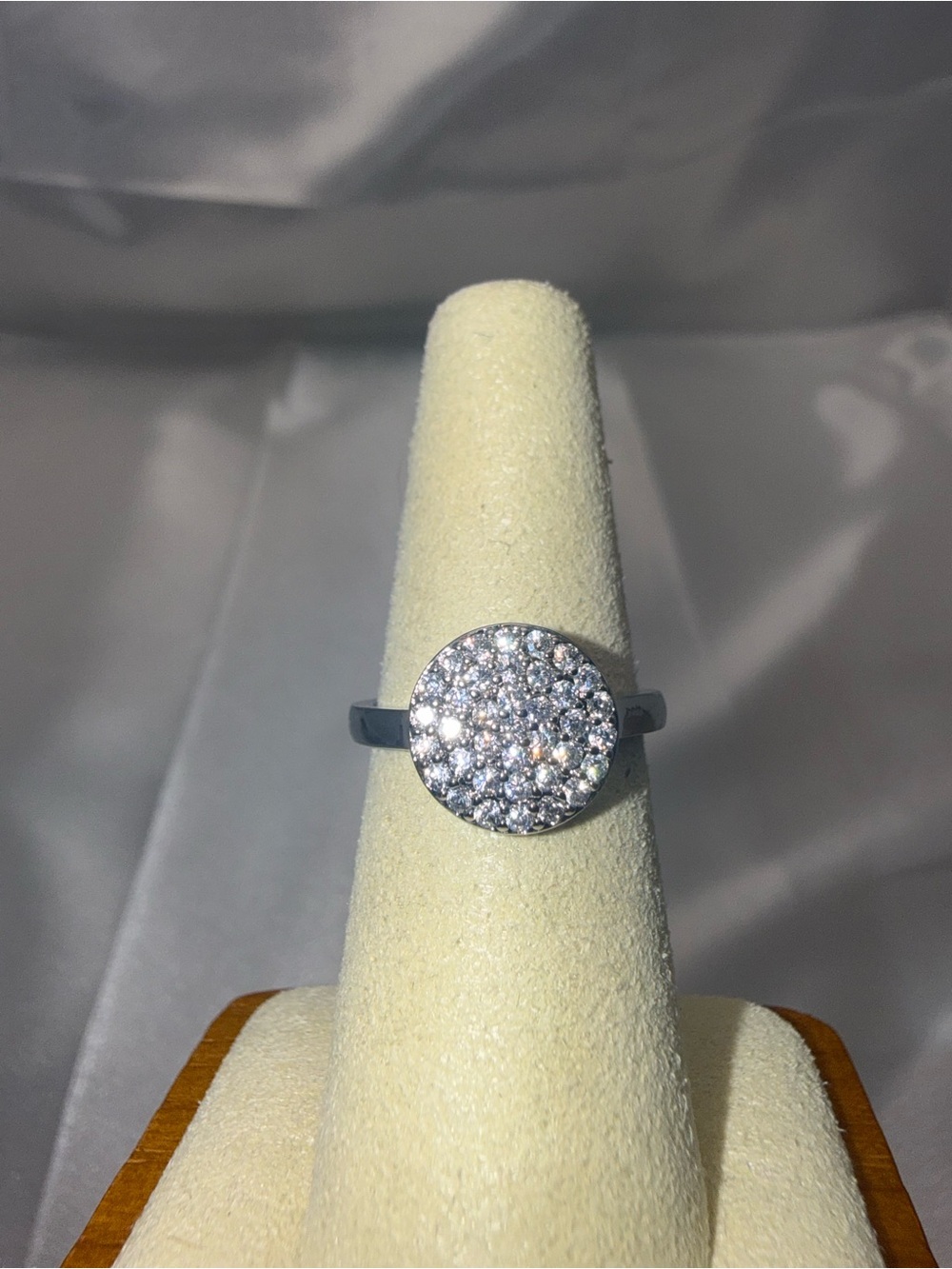 18 Karat Gold Dipped AAA CZ Round Inspired Adjustable Ring